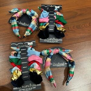 2 sets-headband & scrunchie every day of the week sparkly bow headband  colorful